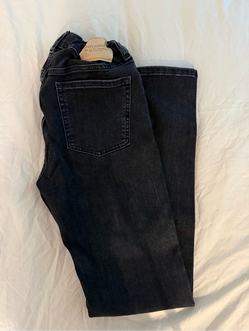 Abercrombie & Fitch Dark Black Kids' Straight Jeans LONG SIZE 15/16